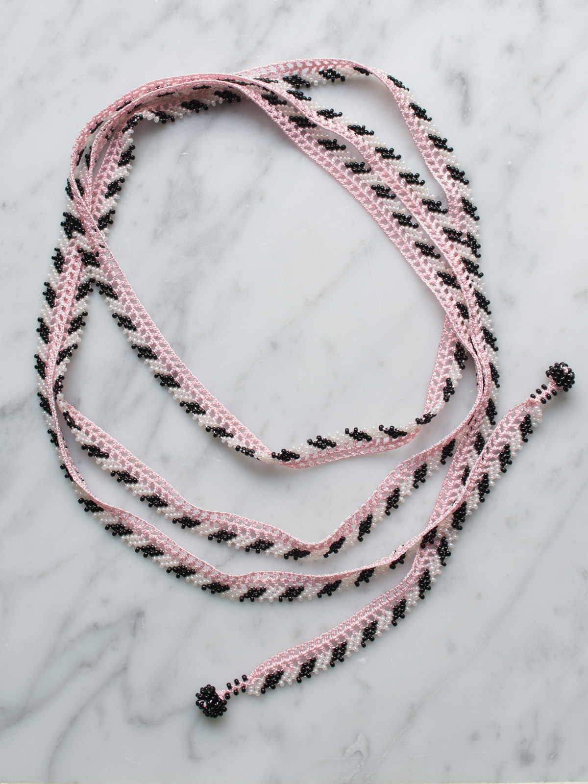 crocheted necklace Long Wrap Stripes
